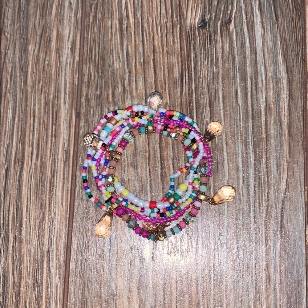 Set of stretch beaded multi colored Bracelets - Picture 2 of 3
